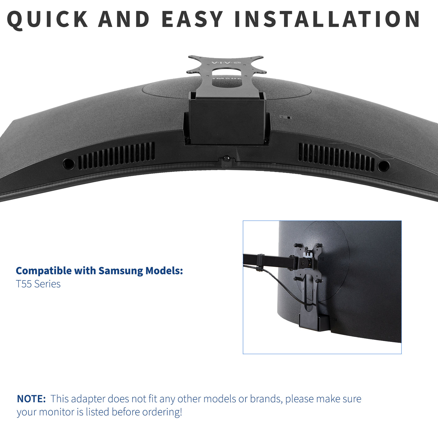 vivo VESA Adapter Plate Bracket Designed for Compatible Samsung Monitors, Black