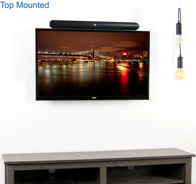 Sturdy universal TV soundbar mount top mounted or bottom mounted.