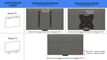 Above or below TV mounting capabilities.