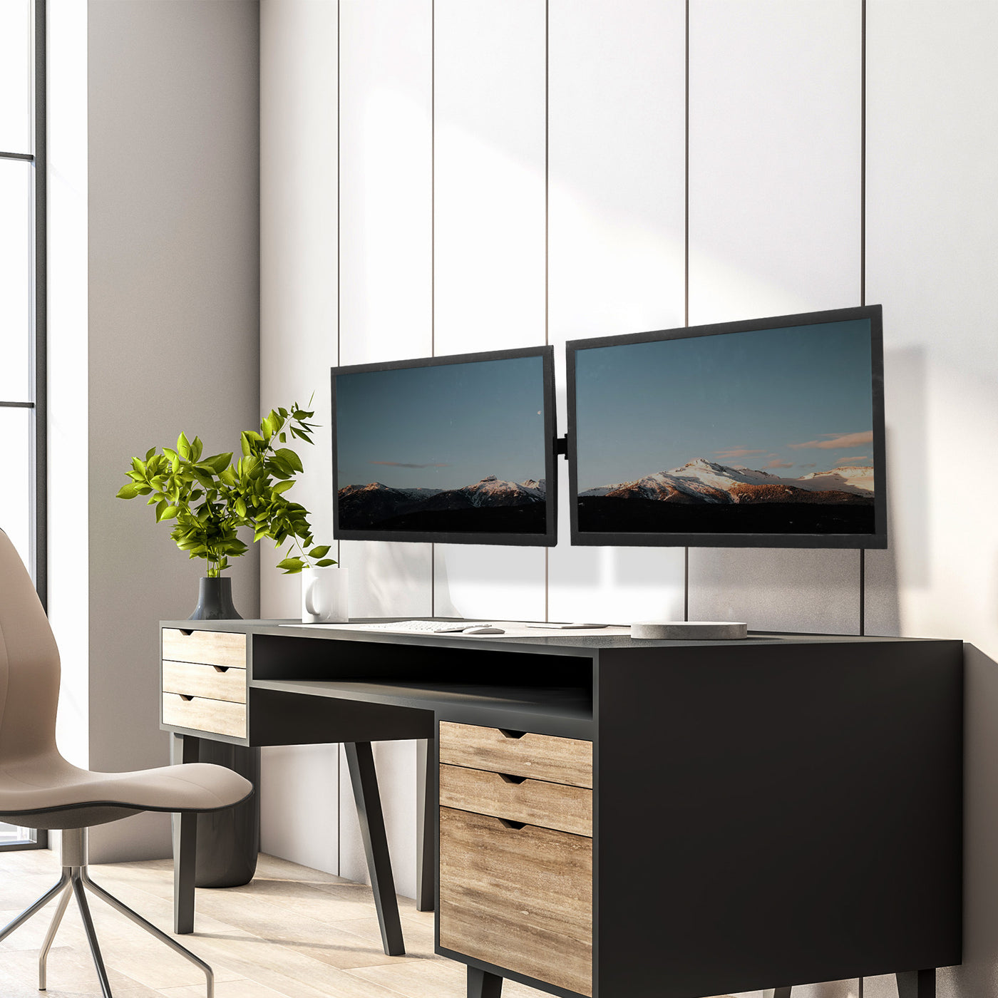 Telescoping Dual Monitor Wall Mount – VIVO - desk solutions, screen ...