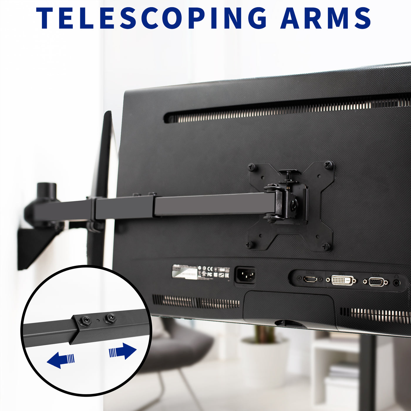 Telescoping Dual Monitor Wall Mount – VIVO - desk solutions, screen ...