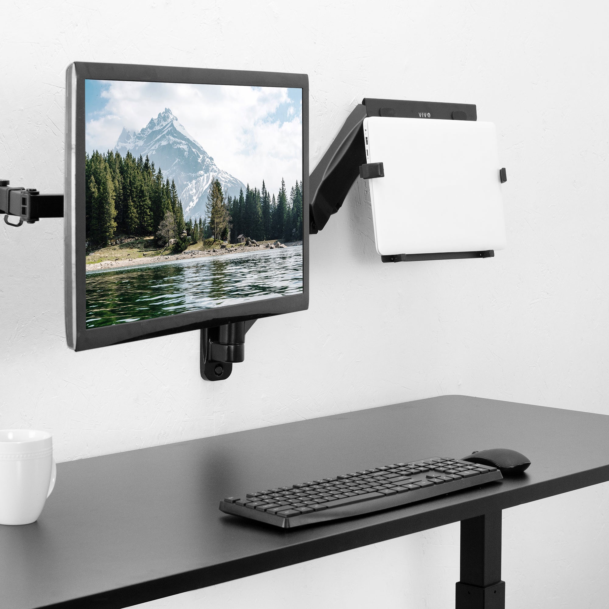 Pneumatic Arm Single Laptop Wall Mount – VIVO - desk solutions