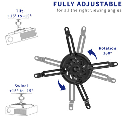 Fully adjustable ceiling mount for projectors.