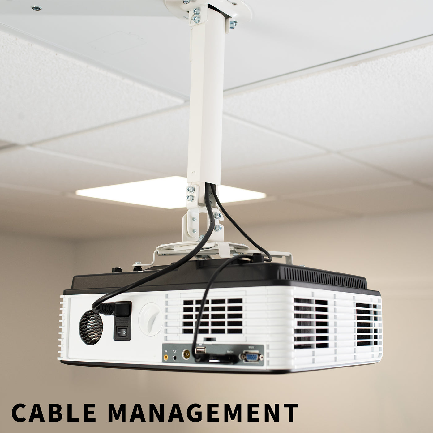 White Universal Drop Ceiling Height Adjustable Projector Mount – VIVO ...