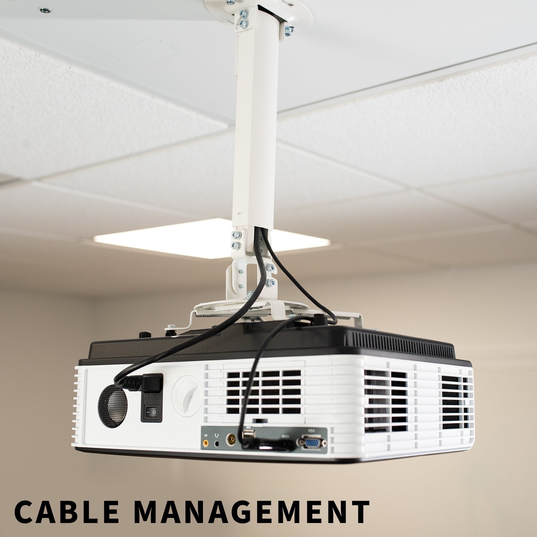 White Universal Drop Ceiling Height Adjustable Projector Mount – VIVO ...