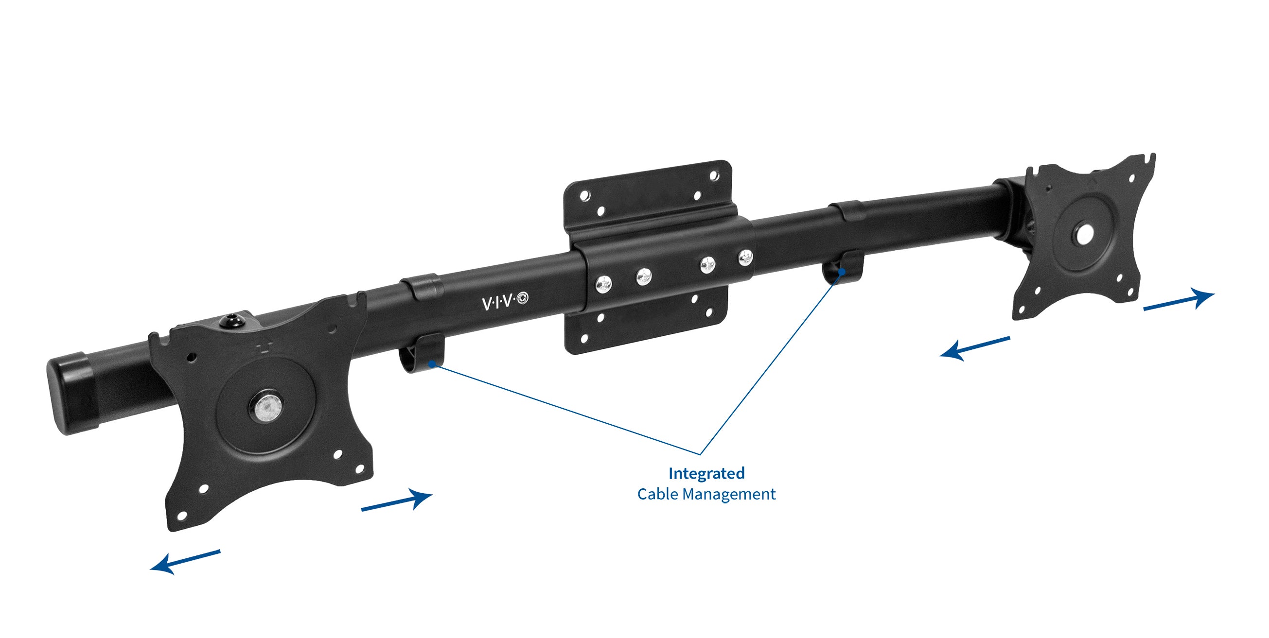 Integrated cable management features along the center pole to maintain a tidy office space.