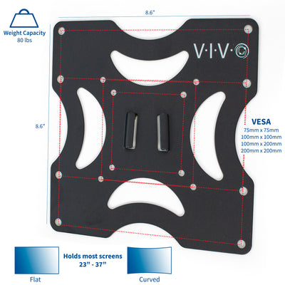 TV VESA wall mount with standard patterns to fit most TVs on the market.
