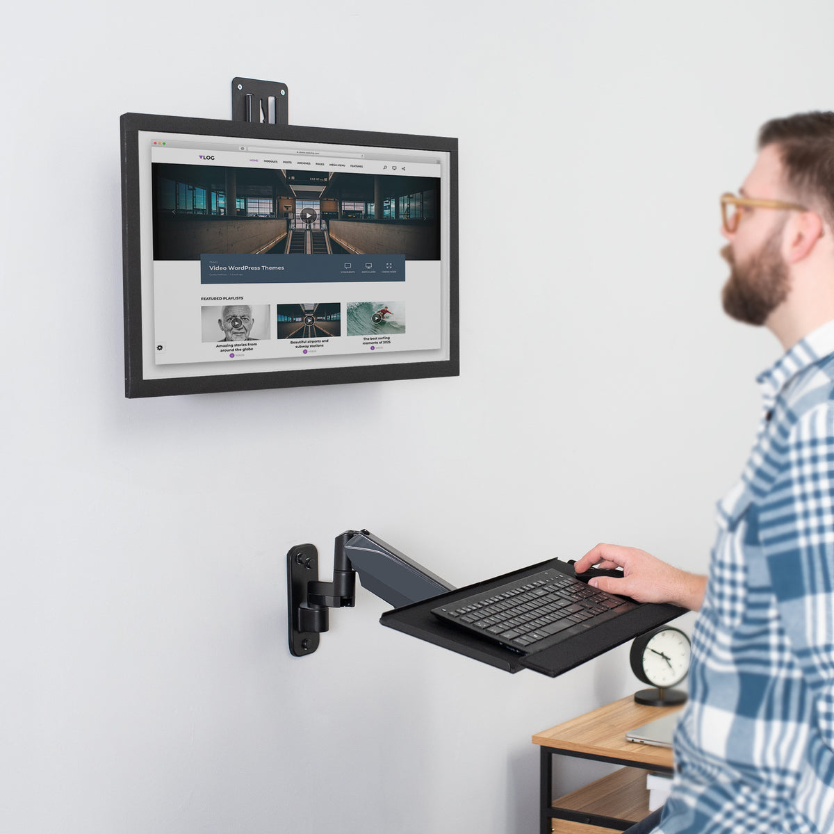 Monitor Wall Keyboard Lcd Wall Mount Keyboard Duronic Sit Stand Desk Mount DM1K1X2 | Wall