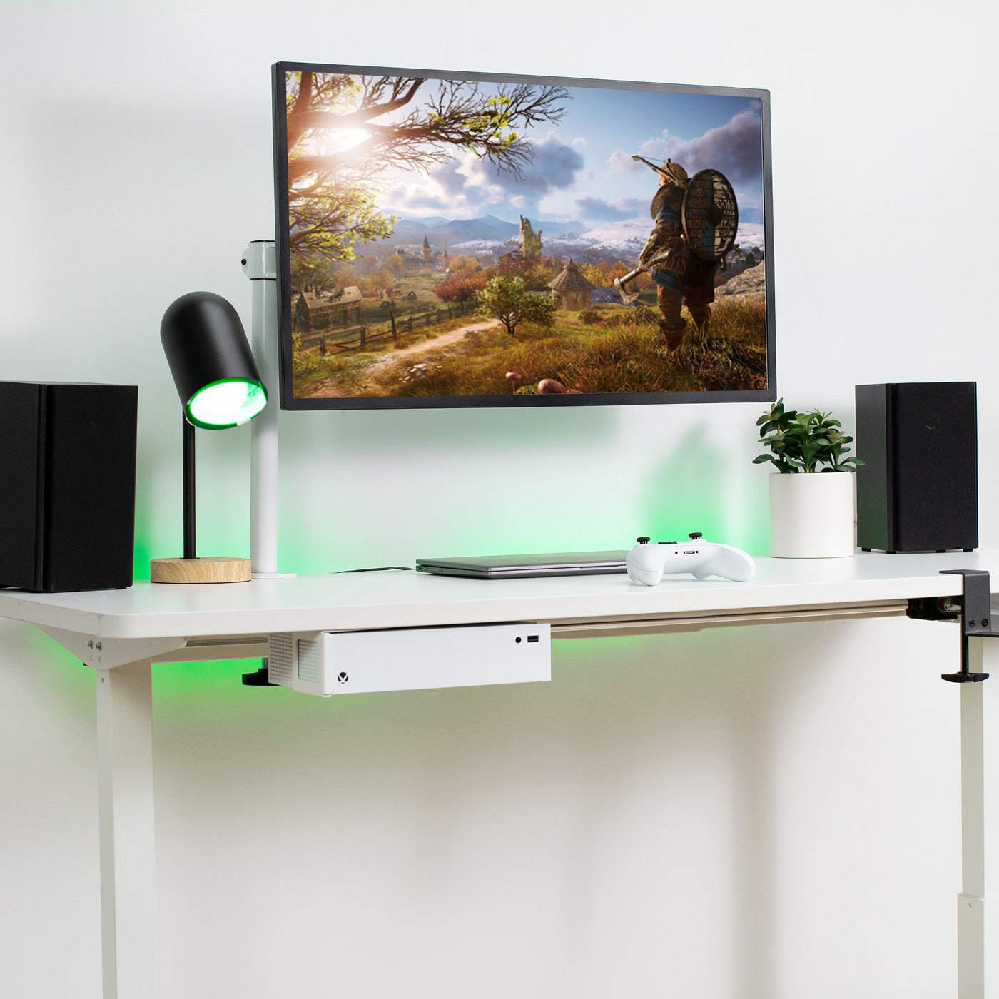Modern Gaming setup on a sit-to-stand desk from VIVO.