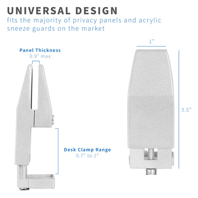 Silver Privacy Panel Desk Clamps universal design
