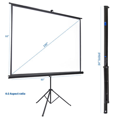 100in Portable Tripod Projector Screen 4:3