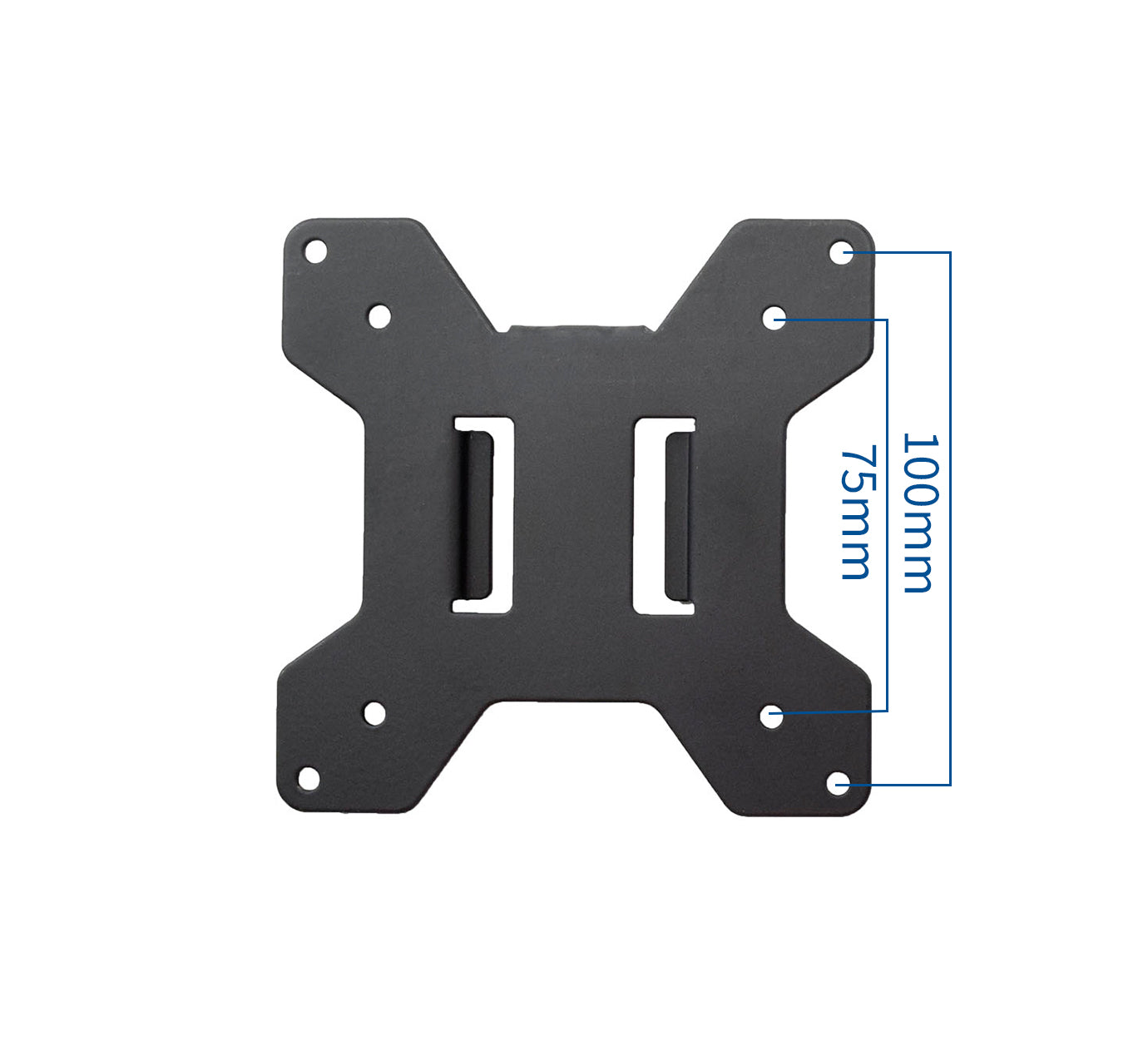 Steel VESA plate from VIVO with 100x100mm and 27x75mm mounting holes.