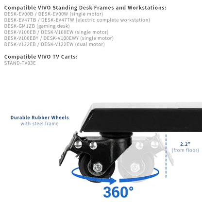 Durable locking rubber caster wheels to keep your item in place.