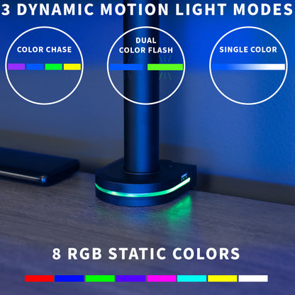 RGB monitor base with three lighting settings.