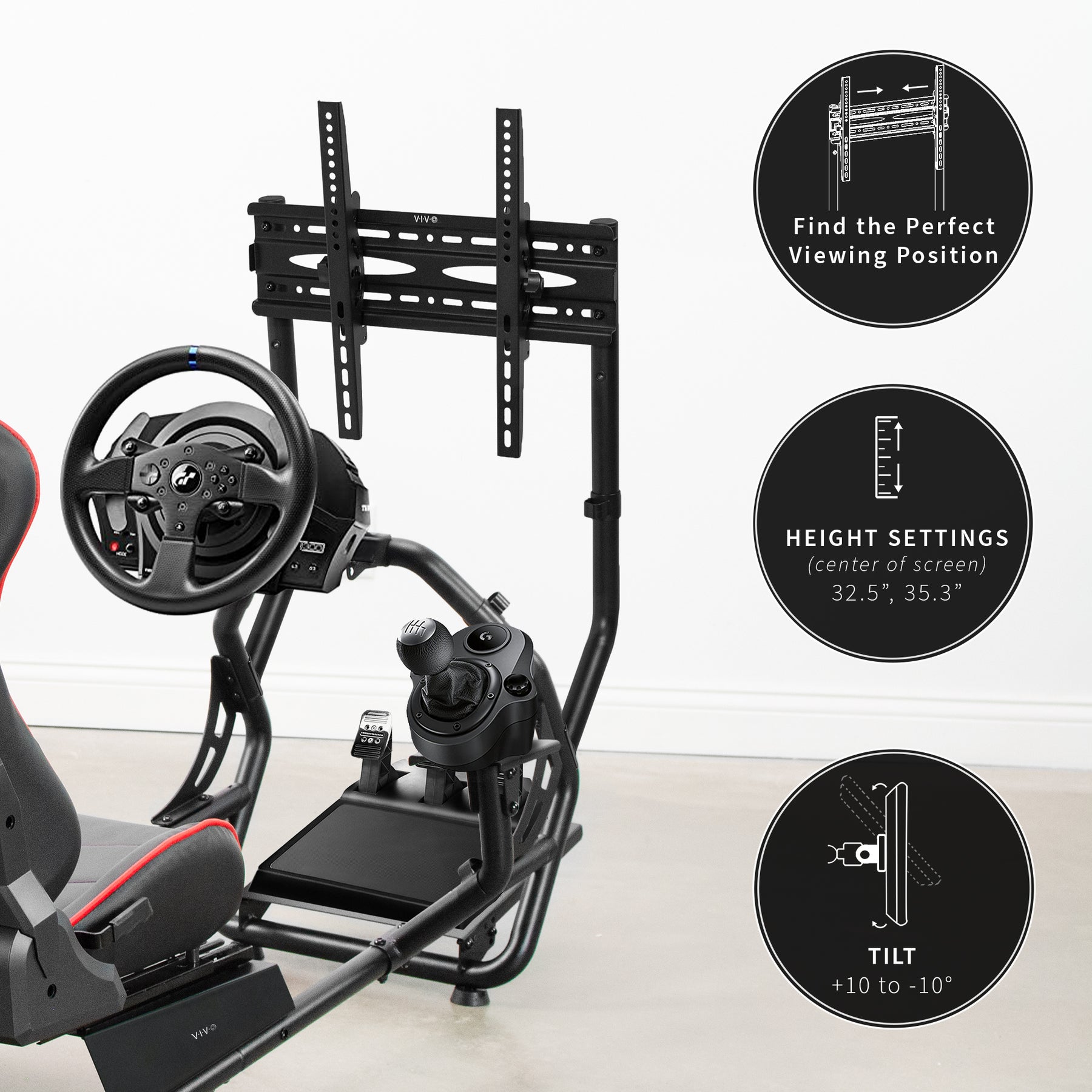 Racing Simulator Cockpit with TV Mount โ VIVO - desk solutions, screen ...