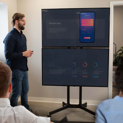 Dual Screen Cart for 32" to 65" TVs – VIVO - desk solutions, screen ...