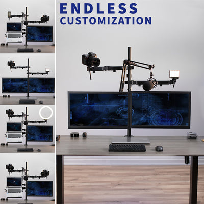 Endless customizations are provided with the versatile content producing desk mount.