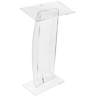 Acrylic Podium Stand, Sleek Transparent Professional Presentation Lectern with 27 inch Reading Surface Platform