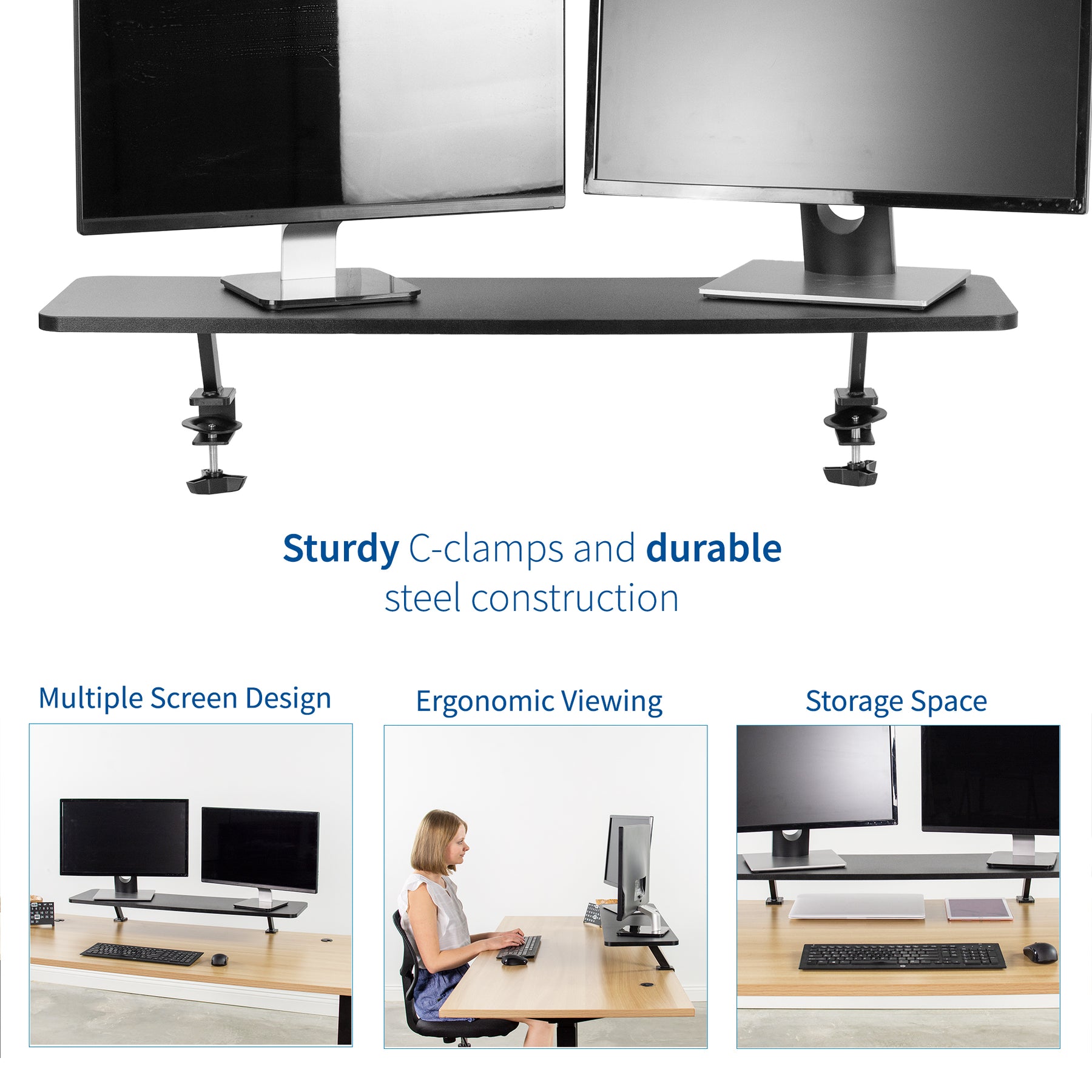 Clamp-on Monitor Riser Shelf – VIVO - desk solutions, screen mounting ...