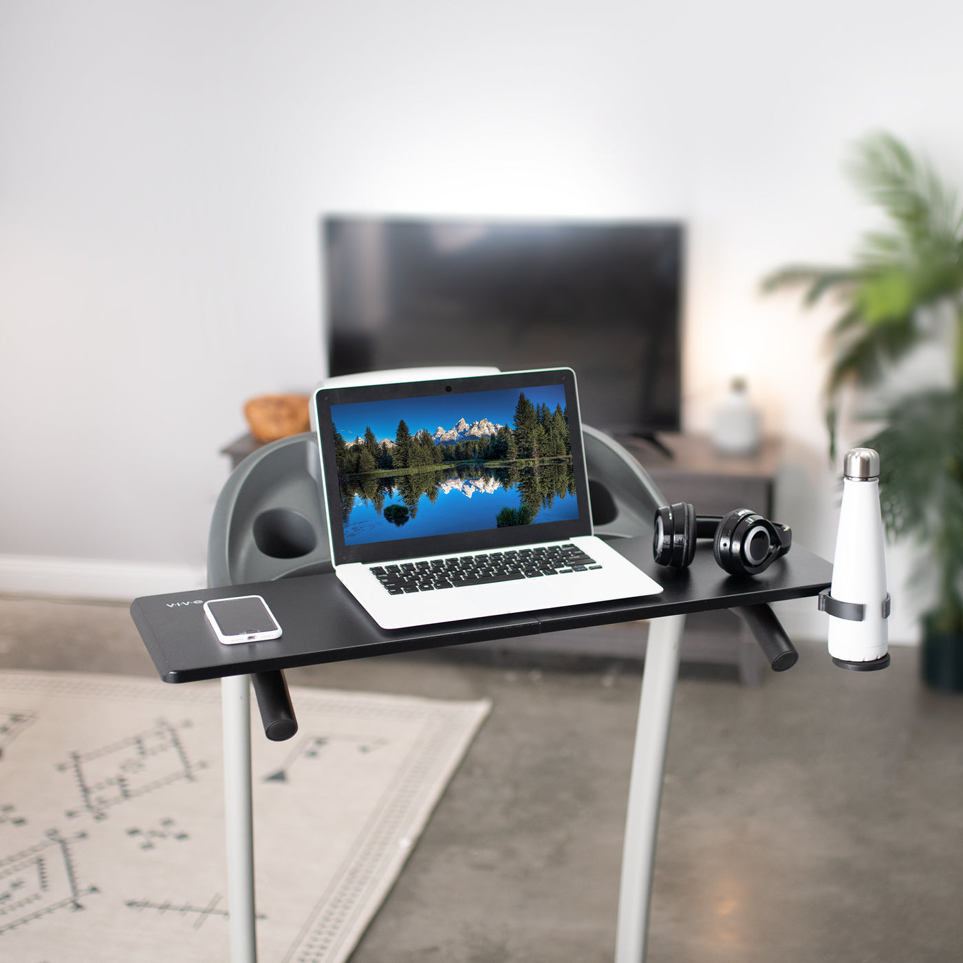 Universal Laptop Treadmill Desk Attachment with Cupholder and Tech Slot