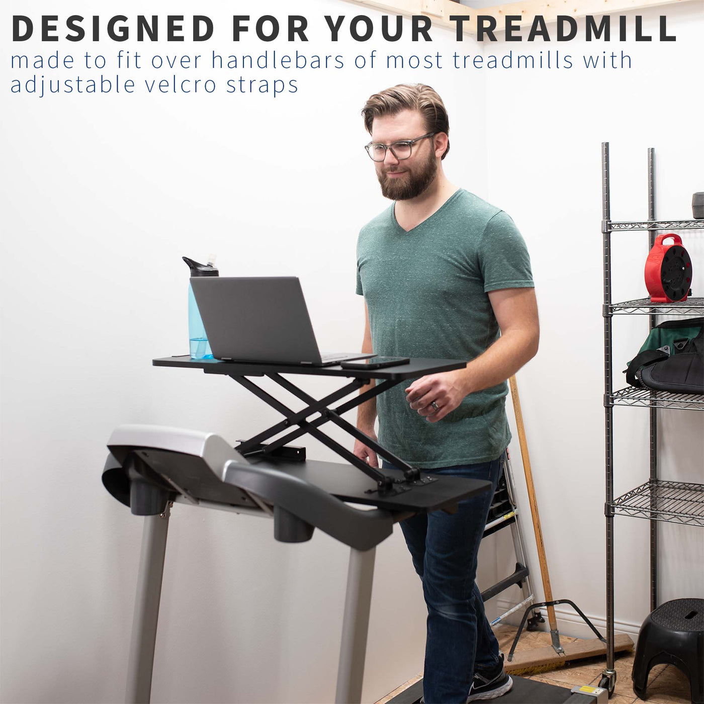 The treadmill workstation is designed to fit most treadmills on the market today.