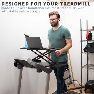 The treadmill workstation is designed to fit most treadmills on the market today.