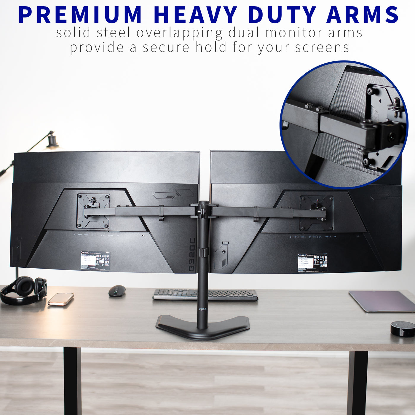 Telescoping Dual Monitor Desk Stand – VIVO - desk solutions, screen ...