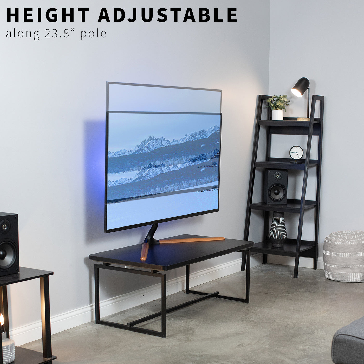Sturdy height adjustable TV stand.