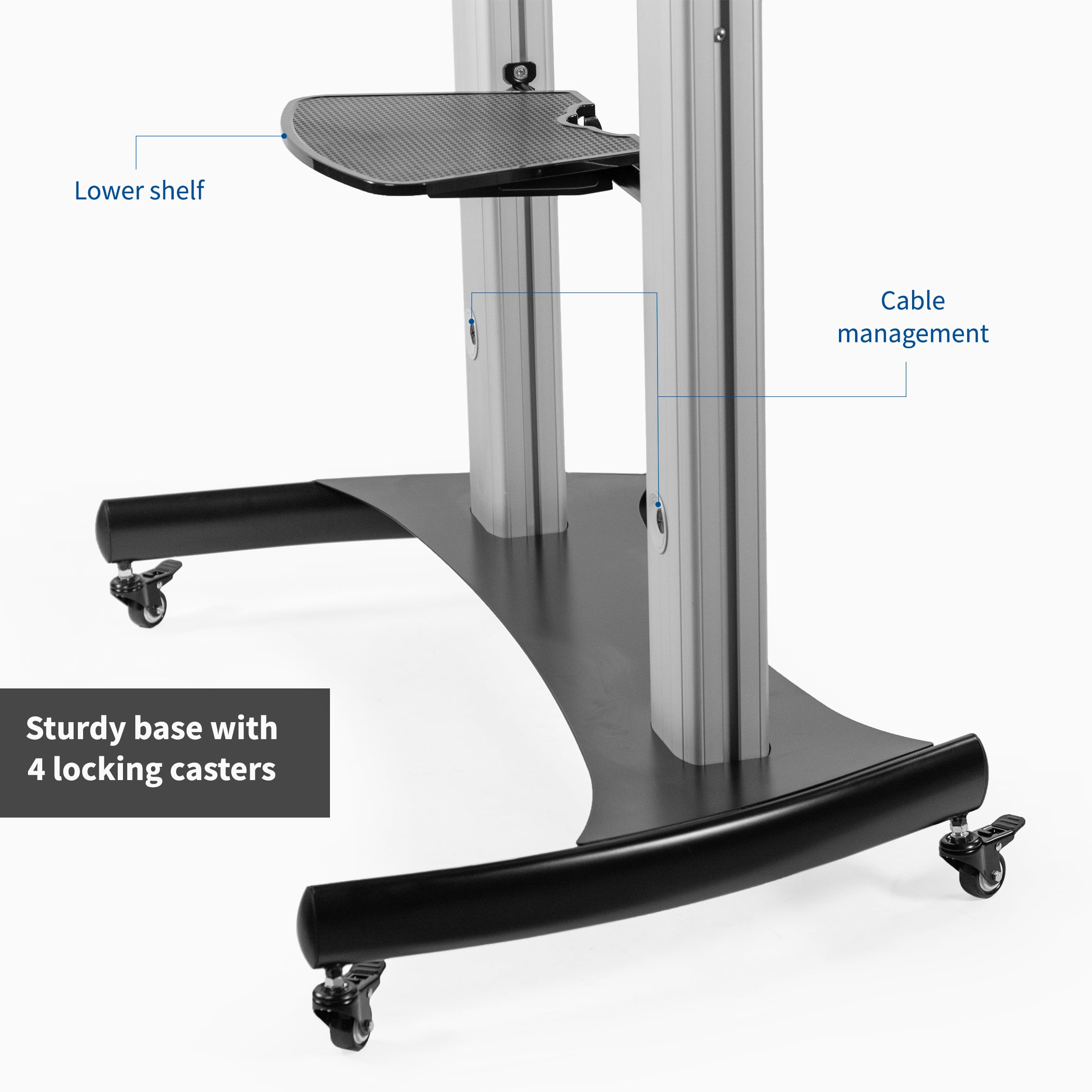 TV stand with lower shelf and cable management.