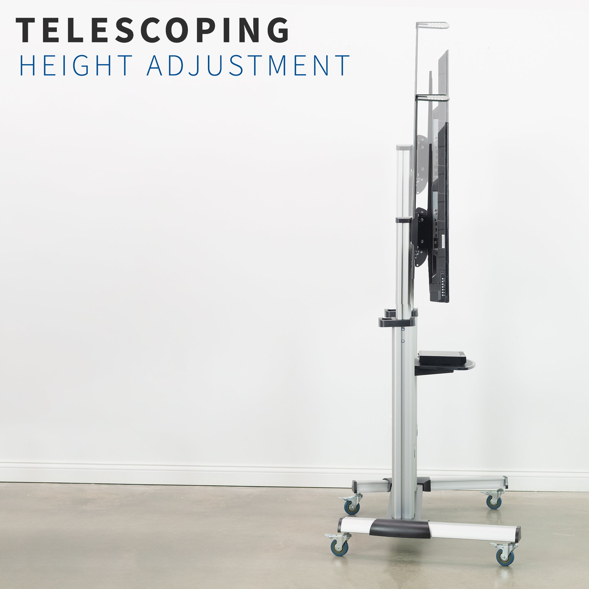 Telescoping height adjustment along two polls.