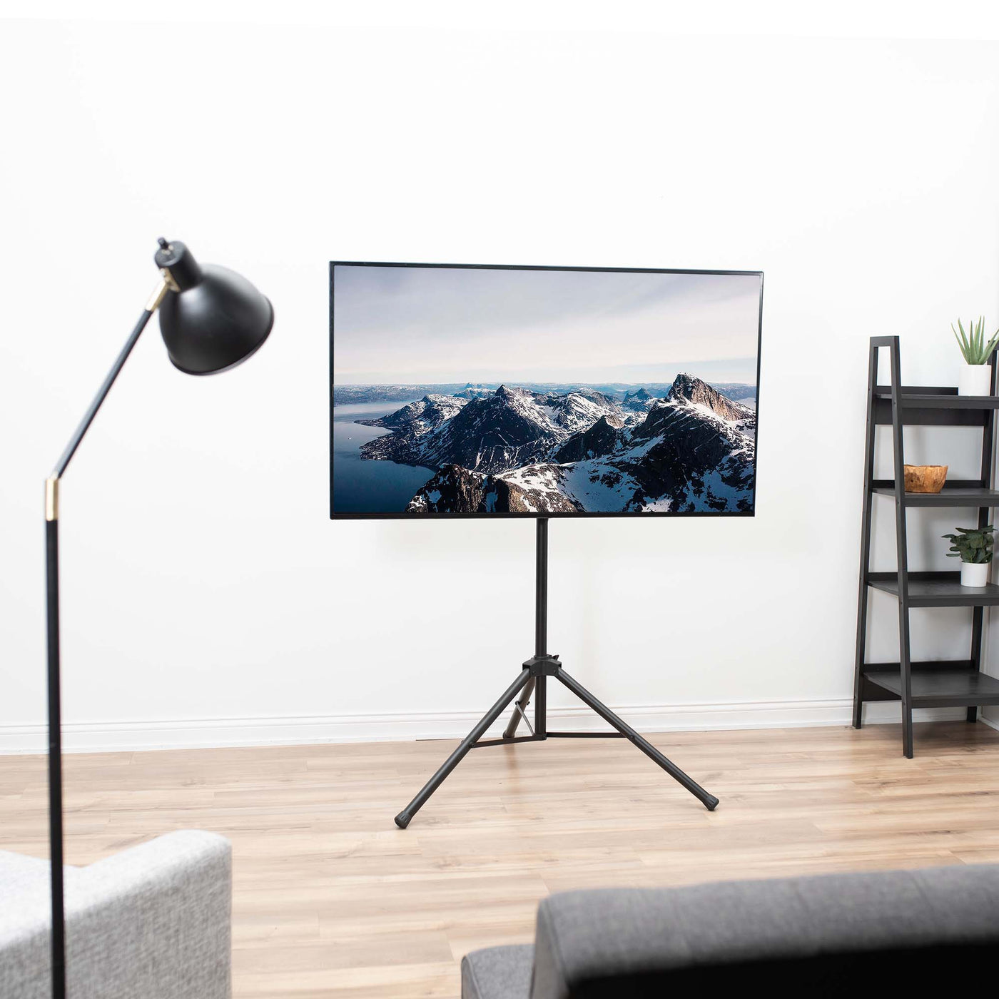 vivo White Tripod 32 to 55 TV Display Floor Stand Height Adjustable Mount