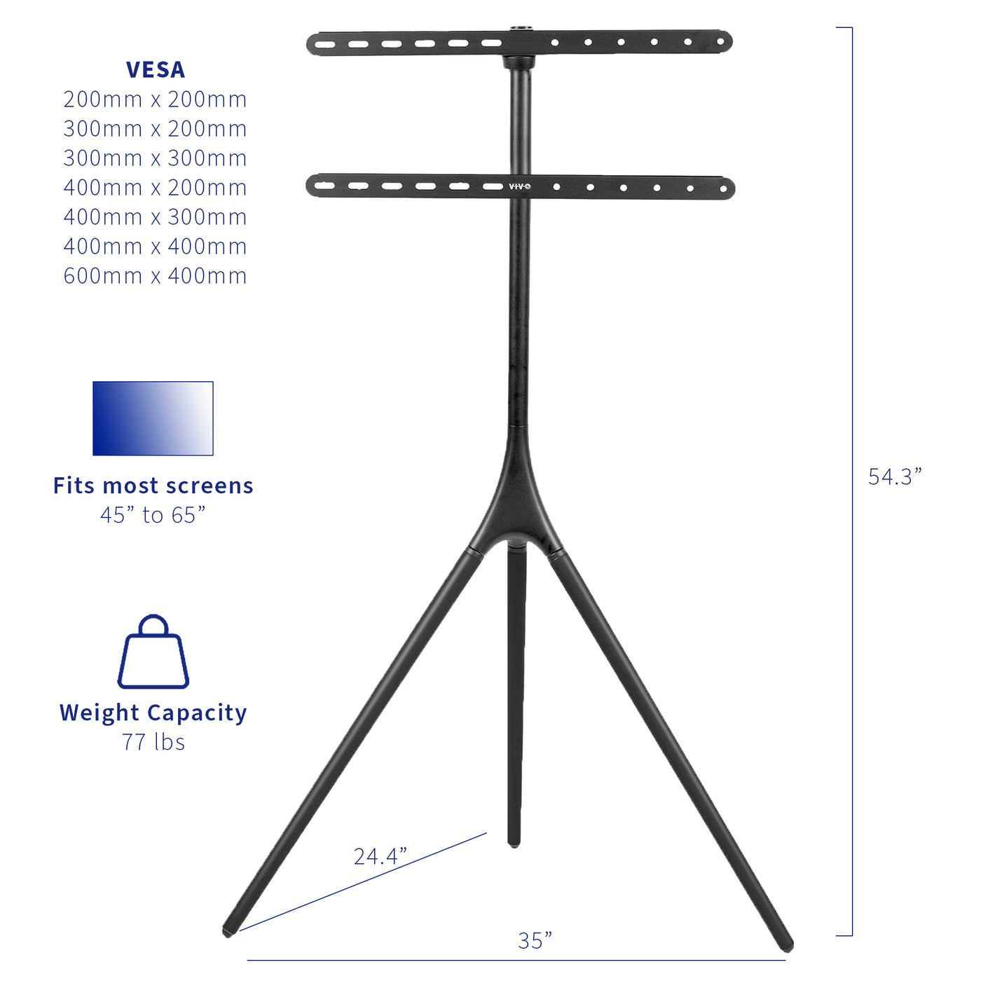 Easel Stand for 49” to 70” TVs – VIVO - desk solutions, screen