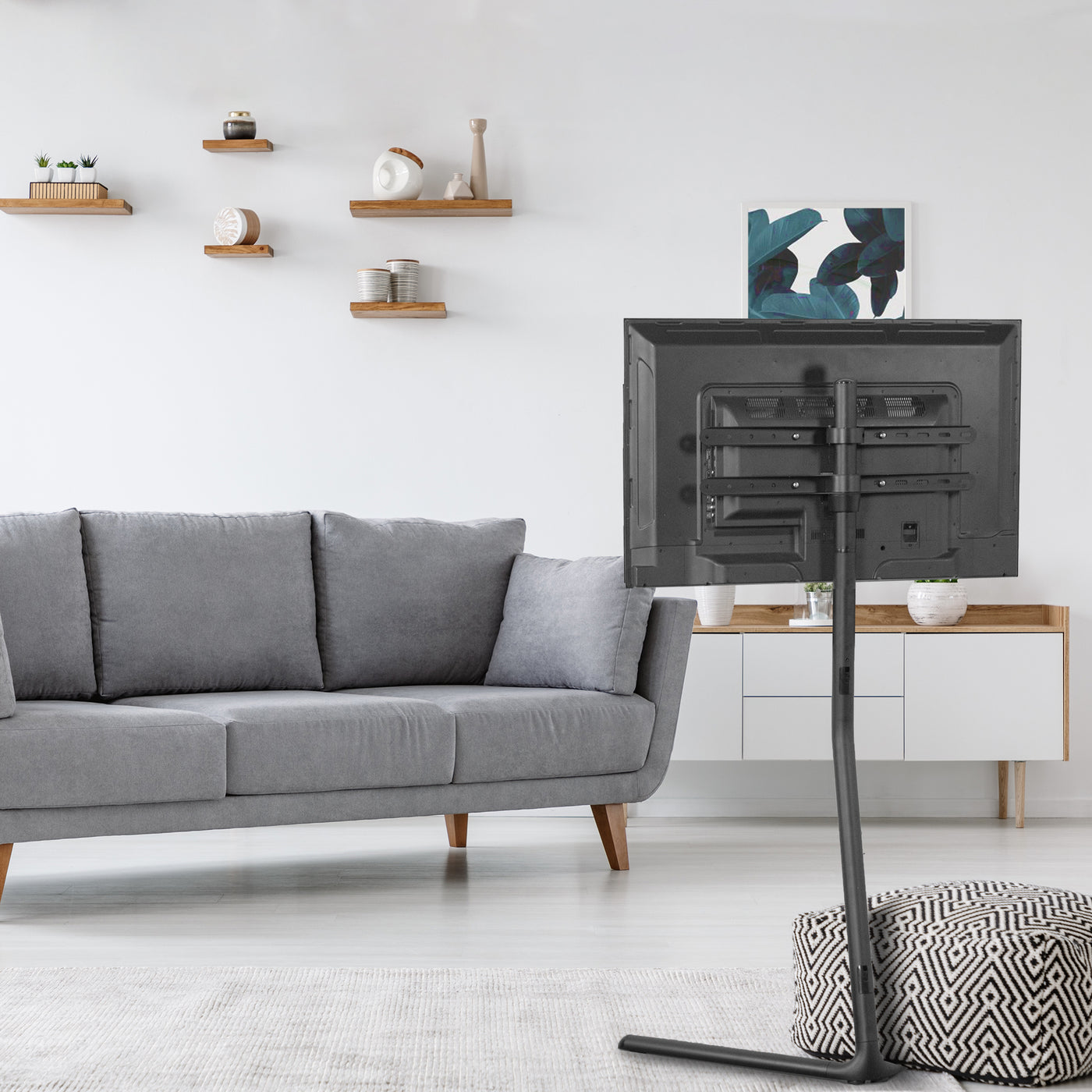 Black V-Base Studio TV Stand for 49