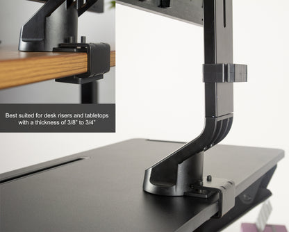 Sturdy adjustable single monitor ergonomic desk mount for office workstation.