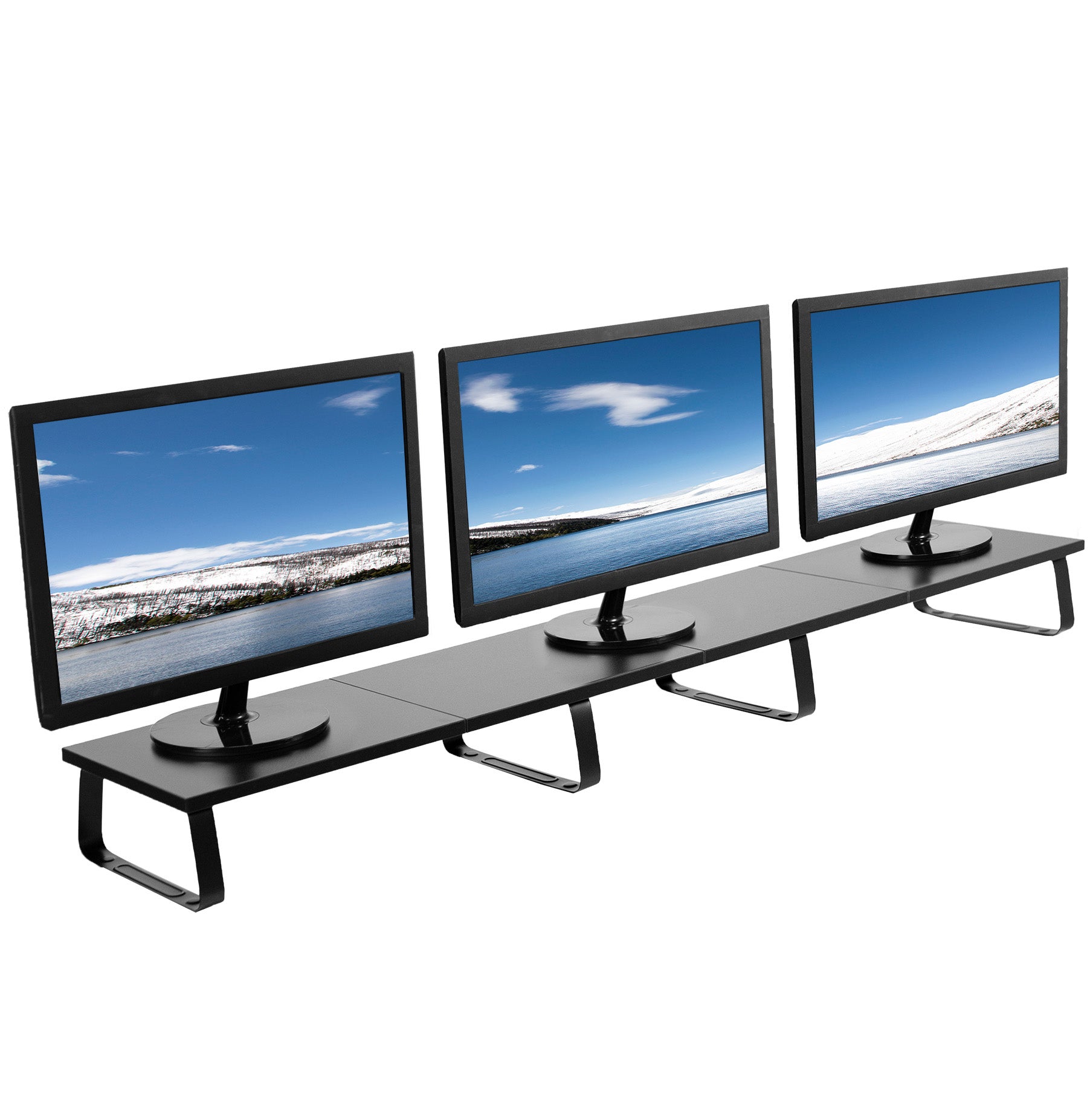 Sturdy tabletop riser for laptop or monitor for comfortable viewing.