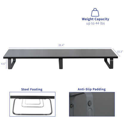 Sturdy tabletop riser for laptop or monitor for comfortable viewing.