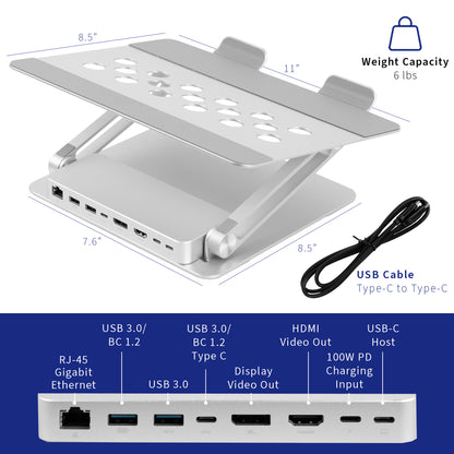 Modern designed docking station and laptop riser.