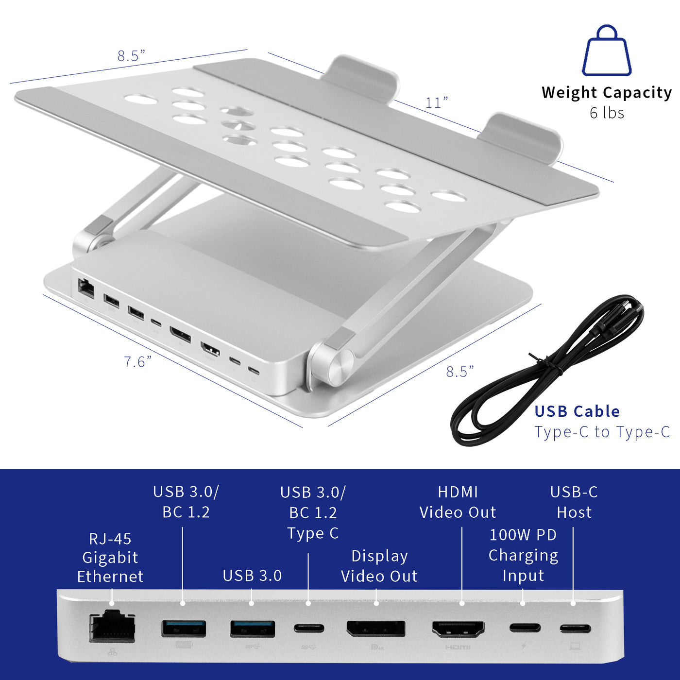 Desk Riser Dock Aluminum Laptop Riser Docking Station – VIVO - desk solutions, screen ...