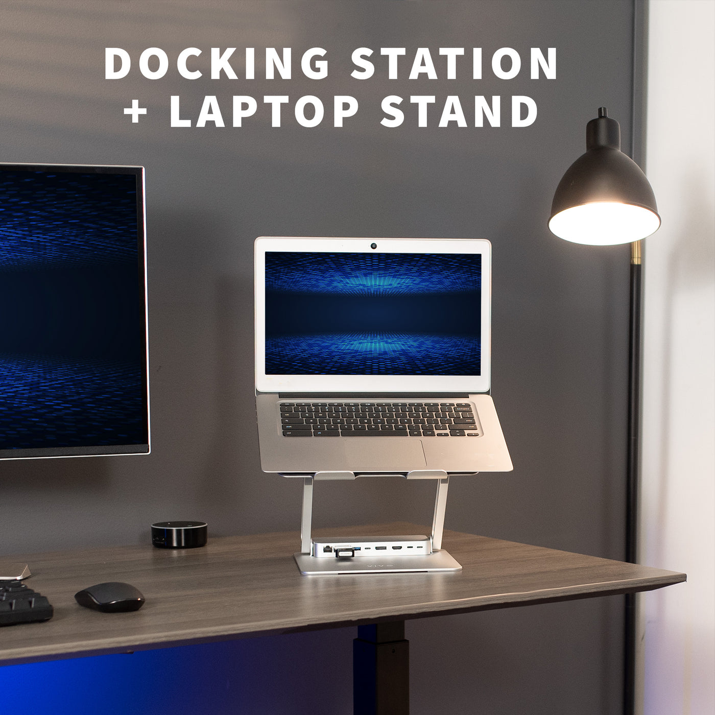 Eight cable docking station ports with a USB cable cord.