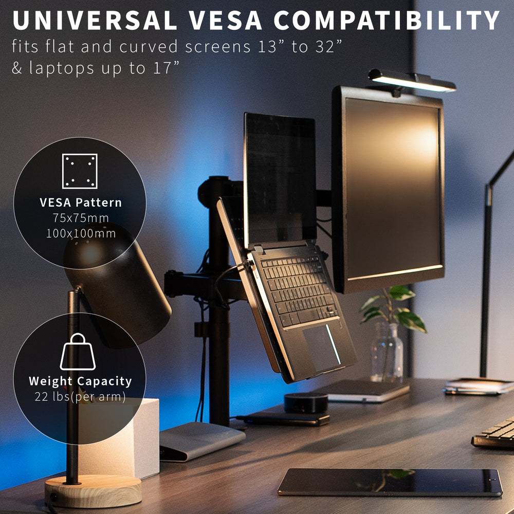 Single Monitor and Laptop Desk Mount - Up to 32