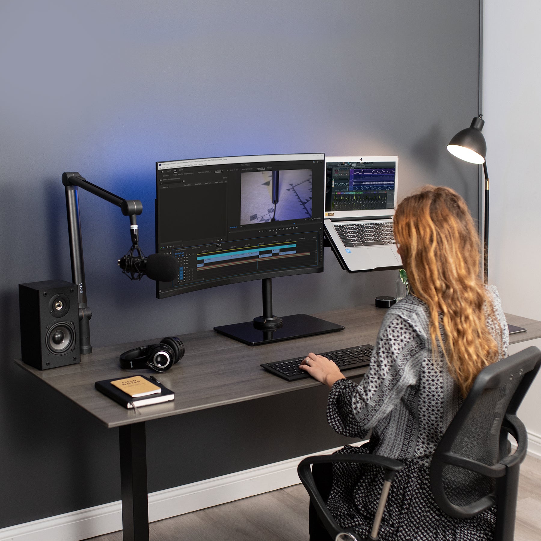 Monitor and Laptop Desk Glass Stand – VIVO - desk solutions, screen ...