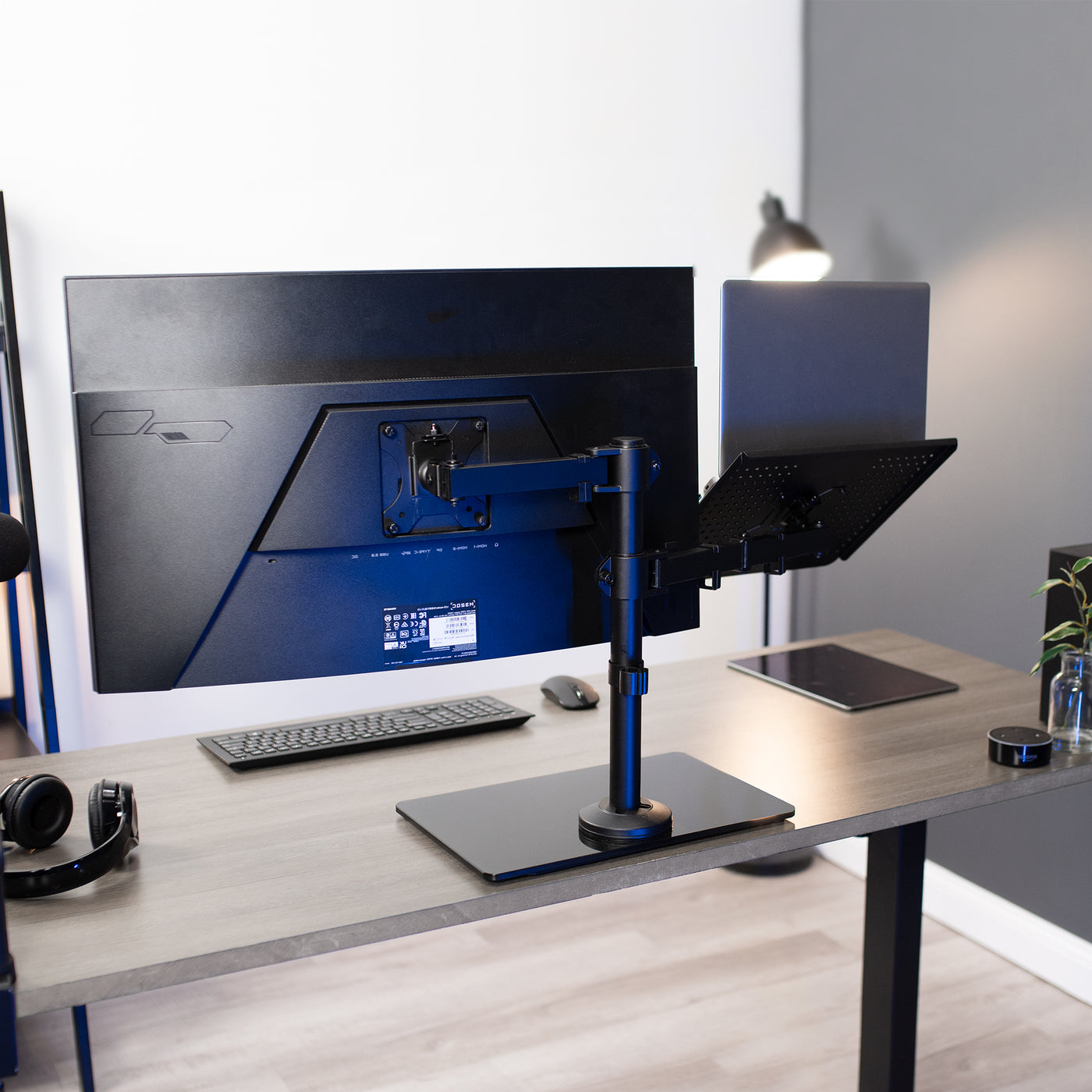 Monitor and Laptop Desk Glass Stand – VIVO - desk solutions, screen ...