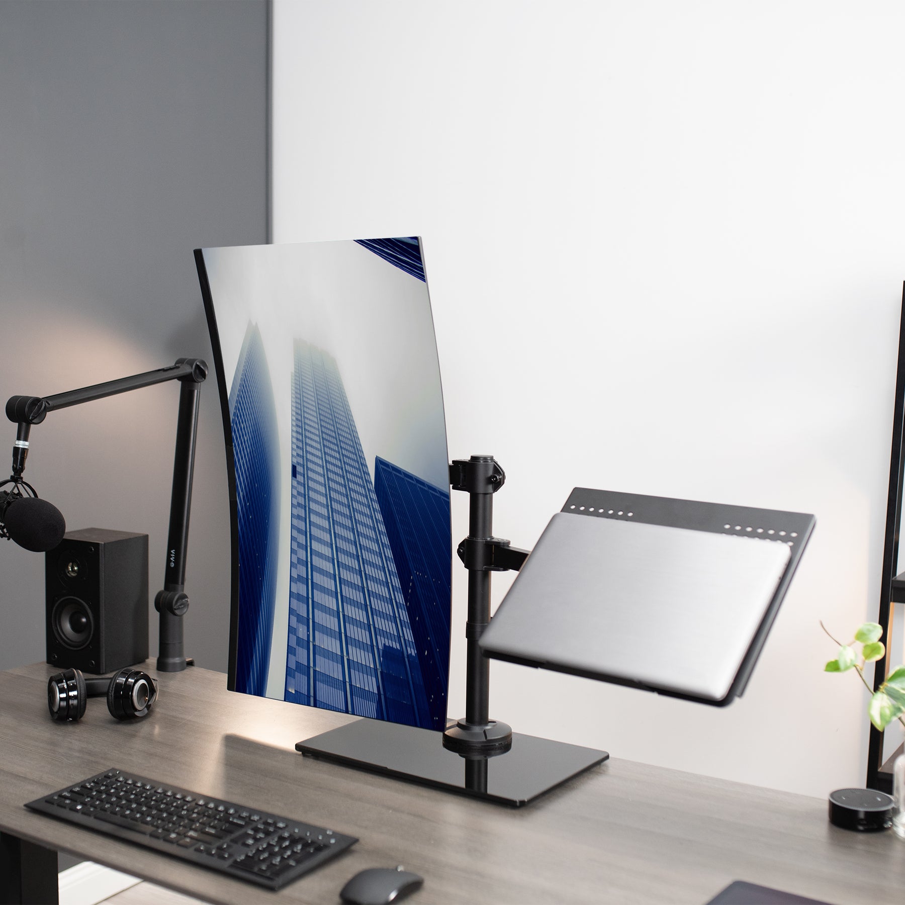 Monitor and Laptop Desk Glass Stand – VIVO - desk solutions, screen ...