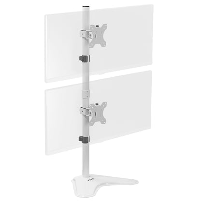 Sturdy dual monitor desk stand for stacked array.