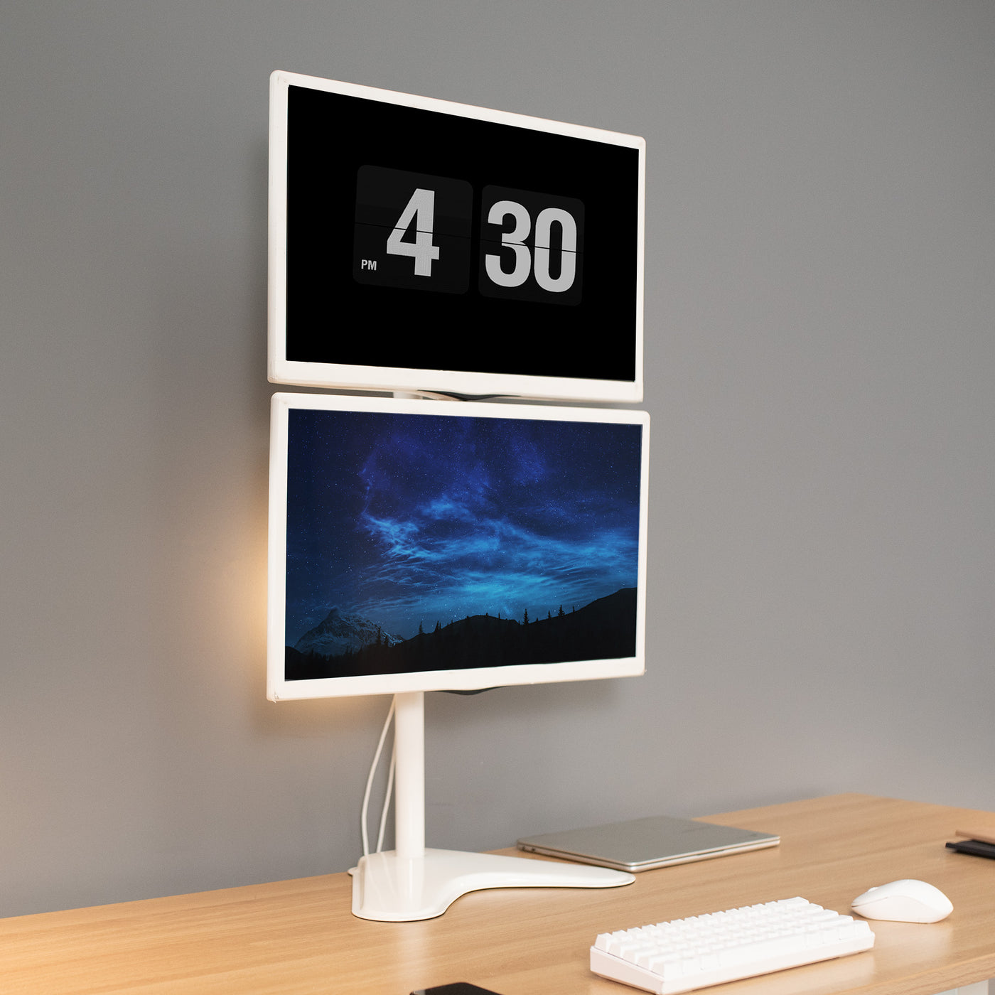 Dual Vertical Monitor Desk Stand