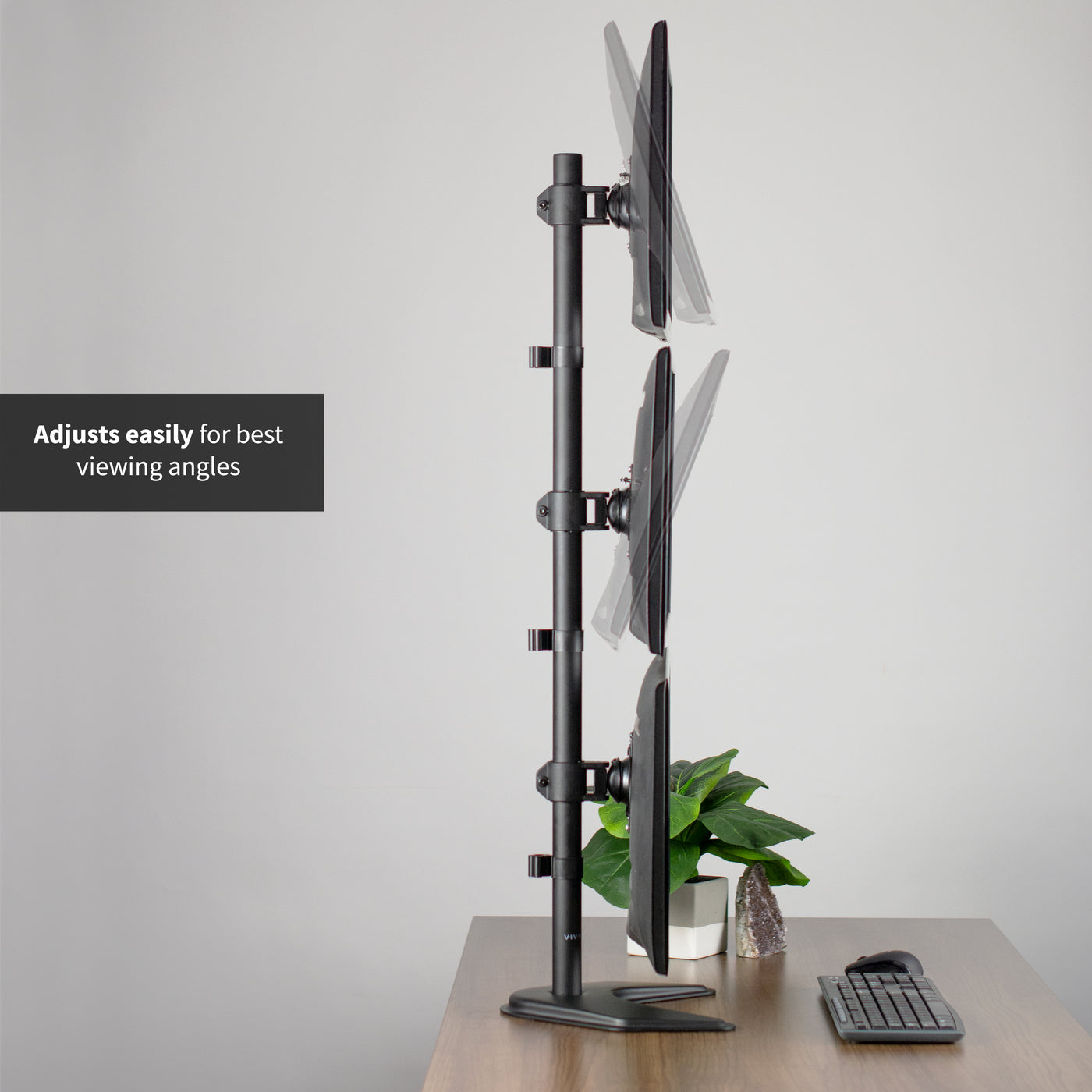 Triple Vertical Monitor Desk Stand