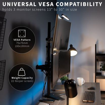 Universal VESA Compatible Triple Monitor Desk Stand