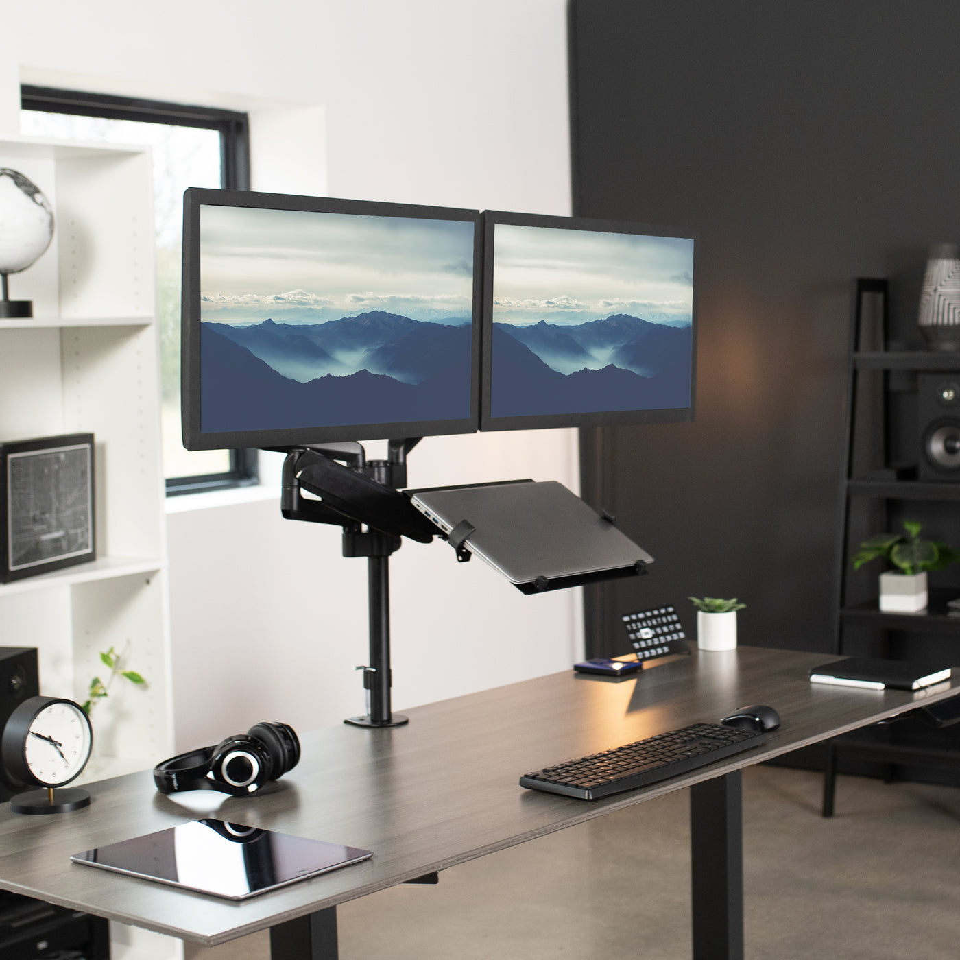 Pneumatic Arm Dual Monitor and Laptop Desk Mount – VIVO - desk ...