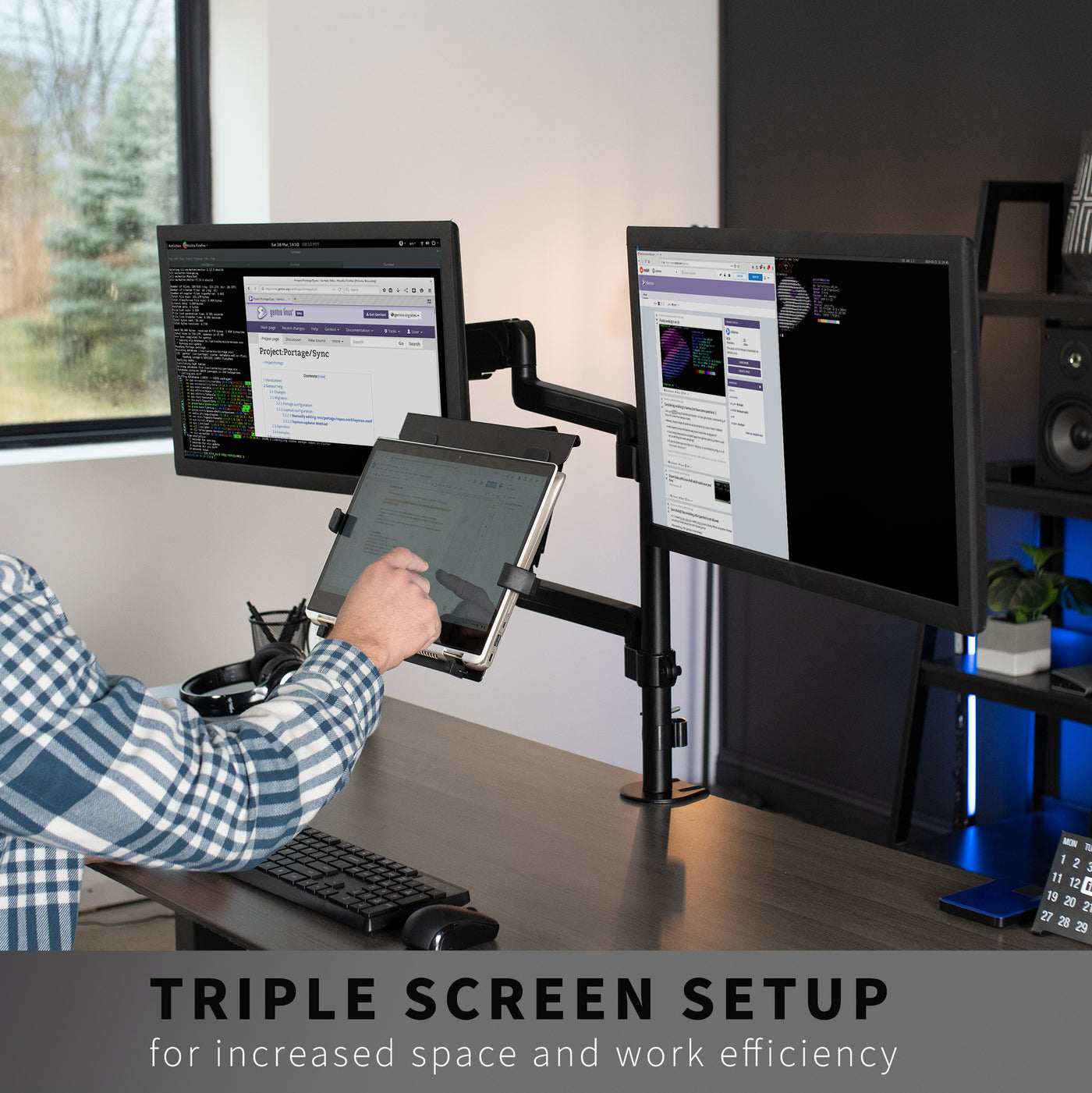 Pneumatic Arm Dual Monitor and Laptop Desk Mount – VIVO - desk ...