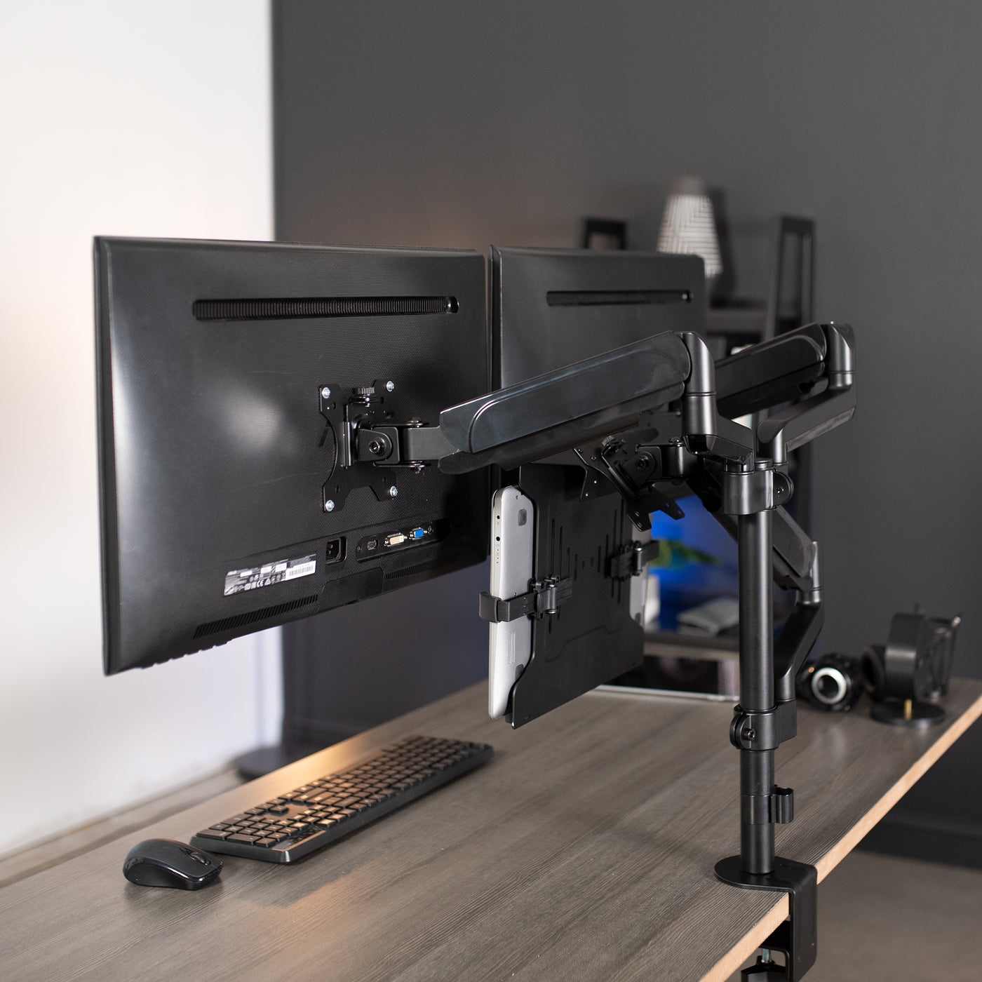 Pneumatic Arm Dual Monitor and Laptop Desk Mount – VIVO - desk ...